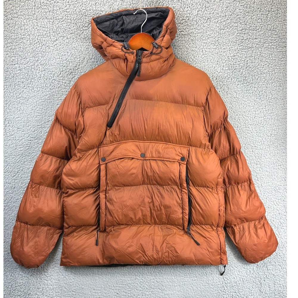 Zara Puffer Anorak Jacket Mens S/M Brown Hooded Quilted Winter Streetwear